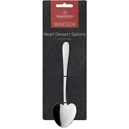 Grunwerg Windsor Carded 2-Piece Heart-Shaped Cereal/Dessert Spoon Set 2HRDSWDR/C 18/0 Stainless Steel, Silver - Image 2