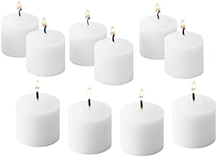 D'light Online Long 10 Hour Burn Time Unscented Votive Candles - for Birthdays, Baby Shower, Home Decoration and Weddings (White, 10 Hour - Set of 12)