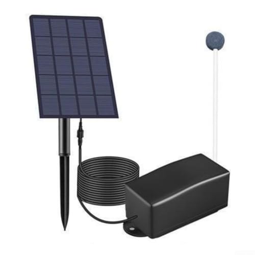 Rackumic Pompe à oxygène solaire 2,5 W 6 V Panneau monocristallin pour aération d'aquarium et bassin avec sortie de bulle de 0,8 L par minute Ligne de...