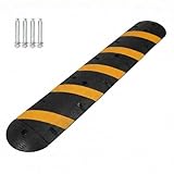 Rubber Speed Bump 6FT with 2 End Caps, Road Speed Bumps for Driveway, Traffic Calming Device, Integrated Cable Cover Ramp, Industrial Parking Speed Humps