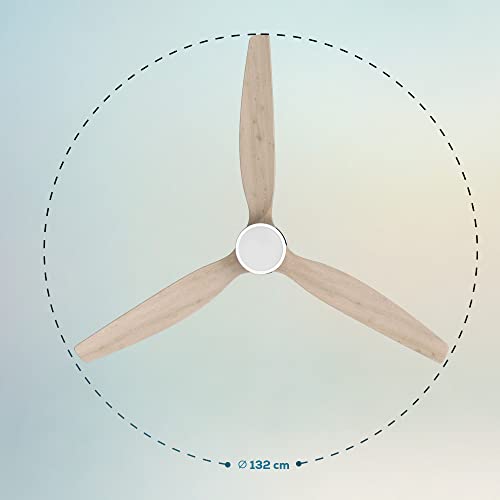 Cecotec Ventilador de Techo con Luz EnergySilence Aero 5300 White&Wood Design. 30W, Diámetro 52” con 3 Aspas, Motor DC, Luz LED, Mando a distancia, Temporizador y Modo Winter-Summer - imagen 2