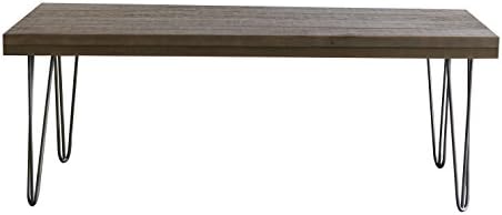 ArtMaison.ca Coffee Table with Real Canadian Pine Top and Hairpin Style Metal Legs, 42-Inch by 20-Inch by 20-Inch, Brown