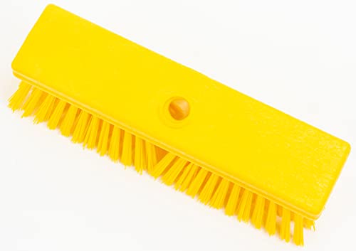 Image of SPARTA Plastic Floor Scrub Brush, Brush Head Only, Deck Brush with ACME Standard Thread Fitting for Deck, Industrial Kitchens, and Hospitals, 10 Inches, Yellow