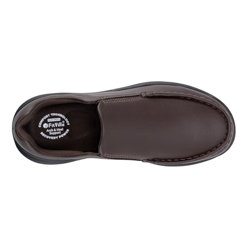 Image of FitVille Wide Slip on Shoes for Men Black Dress Shoes Leather Loafers Business Casual Shoes, Comfortable Simple Shoes - EasyWalk V1