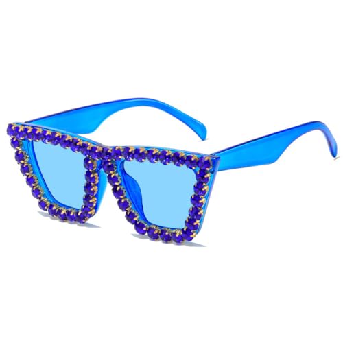 Trendige Strass-Cat-Eye-Glitzer-Sonnenbrille für Damen, Cateye-Vintage-Sonnenbrille mit funkelndem Kristall-Diamant, Modell Catwalk Eyewear, c5, Einheitsgröße