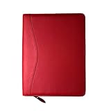 Planner Pad Spiral Bound Personal Size Cover, Fits 6 3/4 x 8 1/2 size paper pages, Red Flex Leather