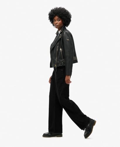 Superdry Para Mujer. W7011108A PantalóN De Pana De Talle Medio Y Pernera Ancha Negro (26/30), Casual, AlgodóN - 2