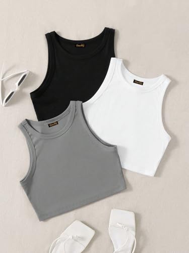 Image of Tops for Women Crop Top for Women's Tank Activewear Tee Sports Western Casual Cotton Camisole Pack of 3 Combo