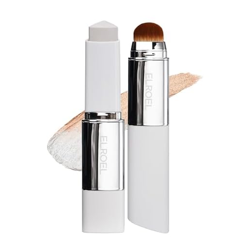 ELROEL Blanc Cover Cream Stick V White - Korean Color-Changing Foundation Stick with Volufiline - Medium to Full Coverage Dewy Finish Base Makeup - Dual-Ended with Detachable Brush (201 Light)