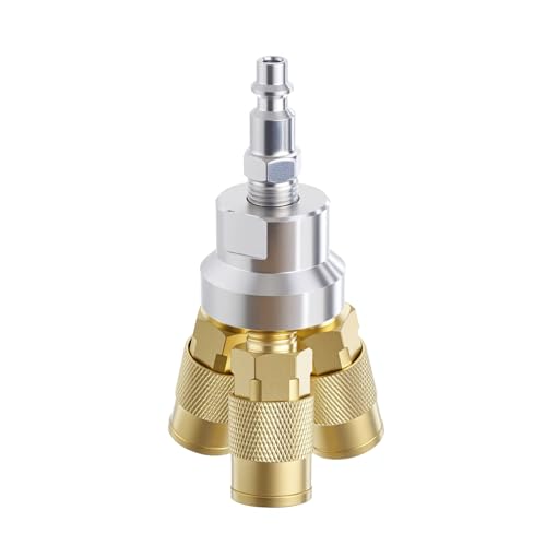 Milosline 1/4 NPT 3-Way Air Manifold 1/4 Inch Air Splitter 3pcs Brass Couplers Air Hose Connectors Industrial Connect Fitting Compressor Splitter Accessories