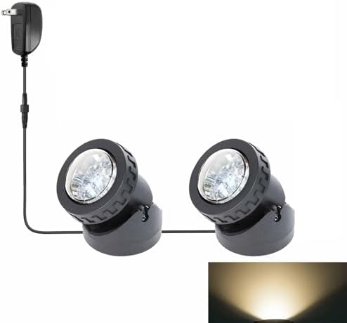 Warm White Pond Lights, IP68 Waterproof Submersible Fountain Lights Underwater 12 LEDs 5V Landscape Spotlights for Garden Yard Aquarium Pond Fountain Waterfall (Set of 2)
