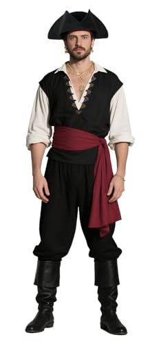 Image of HOMELEX Pirate Tricorn Hat for Adults Halloween Costume | Adult pirate tricorn hat in black, brown, or gold for Halloween, colonial costumes, parties, stage, and photos.