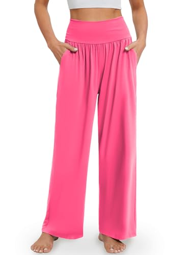 Image of Gracyoga Wide Leg Yoga Pants for Women Casual Loose Cozy Sweatpants High Waisted Lounge Pajama Flowy Pants With Pockets