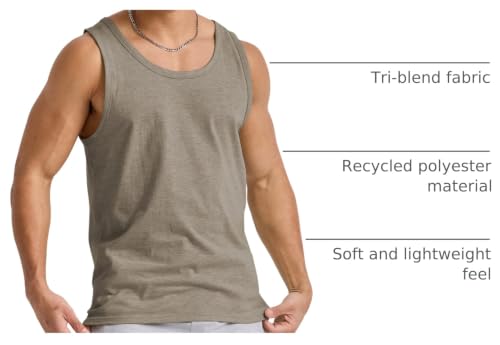 Image of Hanes Mens Originals Tri-Blend Tank Top, Lightweight Tanks for Men, Sleeveless Tank Shirt