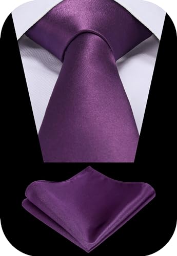 Image of TIE G Solid Satin Woven dyed Color Formal Black Necktie and Pocket Square Sets in Gift Box