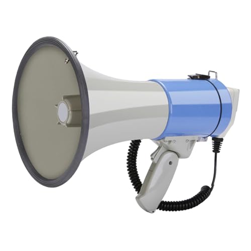 Amagogo Megáfono Amplificador portátil Bullhorn Grabación de 240 Segundos, Altavoz megáfono de Regalo portátil 50W para Actividades expendedoras, Estándar Azul Gris