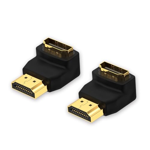 VCE Adaptateur HDMI Coudé 4K, Rallonge HDMI Male Femelle 2.0, Connecteur Angle Droit 90 Degrés et 270 Degrés Plaqué Or Compatible avec HD, TV, PS4, Xbox,...