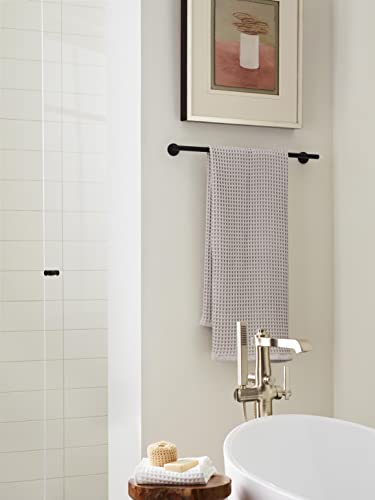 Image of Amerock Arrondi 24 inch Matte Black Towel Bar | Decorative bathroom hardware in durable Stainless Steel construction; mounting hardware included for easy installation