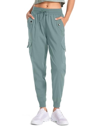 liyiyiyia Women's Hiking Cargo Pants Quick Dry Lightweight Elastic Waist Outdoor Safari Travel 2067Army Green-M