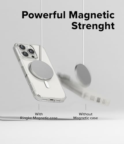 Image of Ringke Fusion Magnetic Compatible with iPhone 16 Pro Max Case Cover [Strong Magnet] Transparent Hard Back Shockproof Soft TPU Bumer iPhone 16 Pro Max Back Cover - Clear