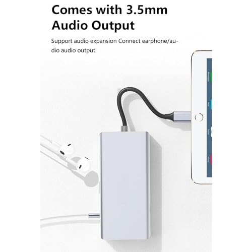 Image of USB HUB 12 in 1 USB c hub Compact 12 Port Aluminium Type C Docking Station 1* HDMI Port, 1* VGA, RJ45, 5 USB 3.0 Ports, 1-3.5mm Audio, USB-C Power Delivery, TF /SD Slot (USB C to 12 in 1 HUB)