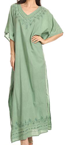 Robe longue caftan en coton Sakkas Favi pour femme style maxi décontracté