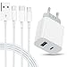 Produktbild Everdigi 32W USB Ladegerät USB Netzteil 2 Port Ladeadapter 20W USB C Netzteil mit iPhone Ladekabel 1m Typ C auf L Ladekabel +USB Ladekabel Schnellladegerät für Phone 13/12/SE/11/11 Pro/XS/XR/X/8/pad