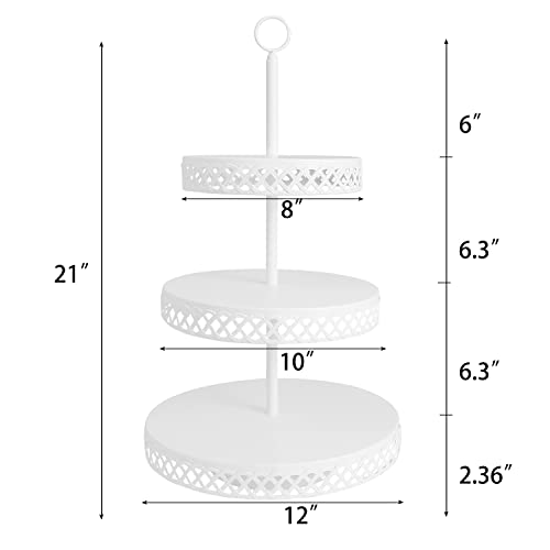 Weharnar Cupcake Stand - 3 Tier Metal Cupcake Tower - Dessert Table Display Set Round Cake Holder Tiered Serving Tray For Cup Cakes Desserts Fruits Candy Cookie Buffet, White #TOP4