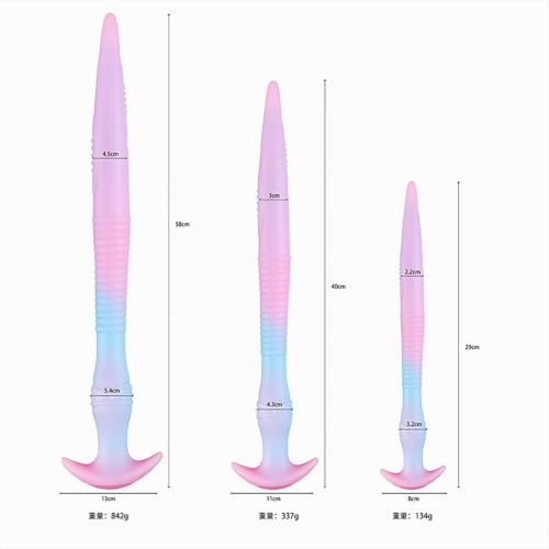 Miniatura 7 de Amazbee Silicona Anal Plugs Anal Dildo Glowing Dildo Colorido Suave Entrenamiento Anal Para Mujeres Super Largo Butt Plug Hombres Parejas Anal Sex Toy Powder Blue-M