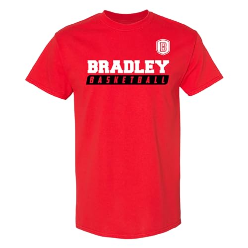 UGP Campus Apparel AS35 - Bradley University Braves Basketball Slant T-Shirt - X-Large - Red