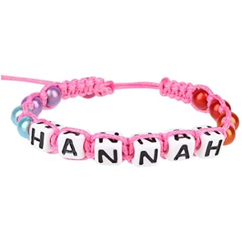 Stands Out, Supplying Outstanding Gifts Hannah Personalised Girls Pink Friendship Bracelet Name Multicolour Alphabet Bead Cover