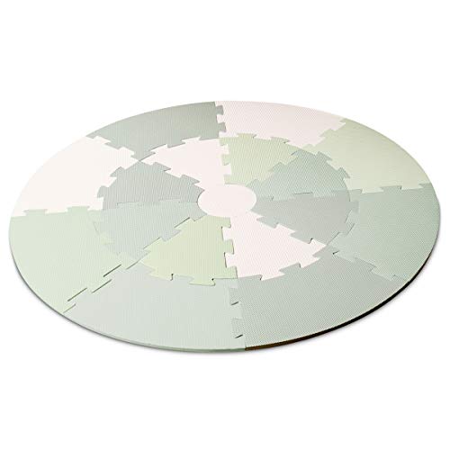 Tapis de jeu pour enfants, GREEN PLAYMAT, pour enfants et bébés, rond, tapis puzzle détachable, en mousse eva, couleur verte