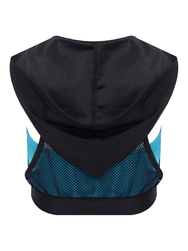 Kids Girls Crop Tank Top Mesh Hoodie Build-in Camisole Jazz Hip Hop Dance Top Casual Daily Wear4
