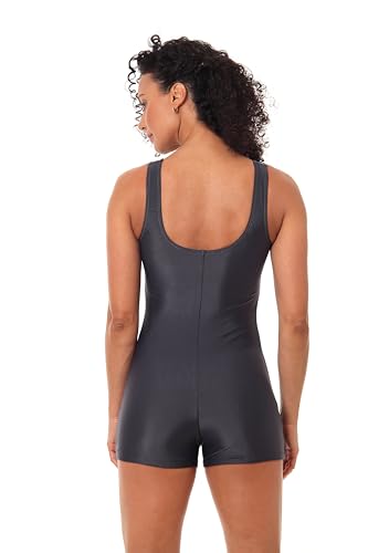 Kit Macaquinho Natação Hidroginástica Com Touca Helanca E Óculos Uv (Grafite - Touca Preta, G)