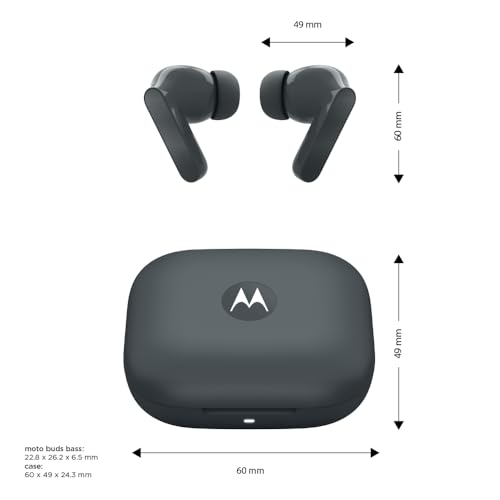 Motorola Moto Buds Bass XT2443-1 Dynamic ANC, Triple Microphone Array, Bluetooth 5.3, IP54 Water & Dust Resistant, Dolby Atmos Audio (Pantone Dark Shadow) - image 3