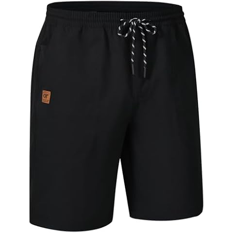 QPNGRP Men's Stretch Waist Casual Black Shorts with 5 Pockets Include 1 Zipper Pocket 34 Cover