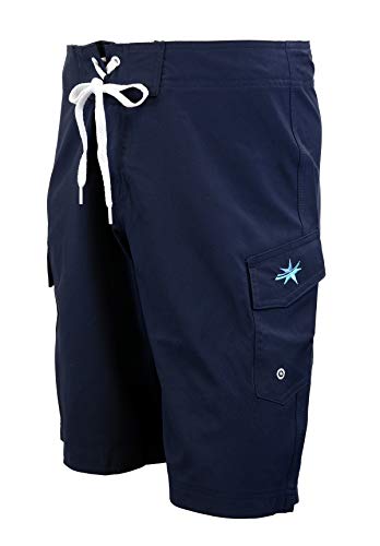 Ultrastar Men's 4-Way Stretch 21" Swim Shorts Board Shorts, Quick Drying No Mesh Lining - UM0011 - Navy - 363