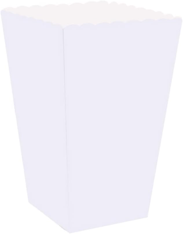 100pcs White Stripe Popcorn Containers Movie Nights Weddings Parties Snack Boxes for Candy Cookies Treats Favor Holders