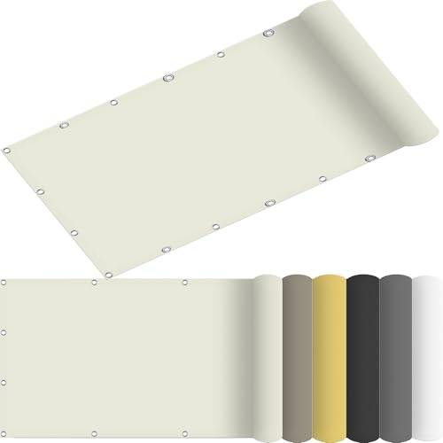 Voile d'ombrage rectangulaire blanc cassé 200x445 cm avec œillets - 2