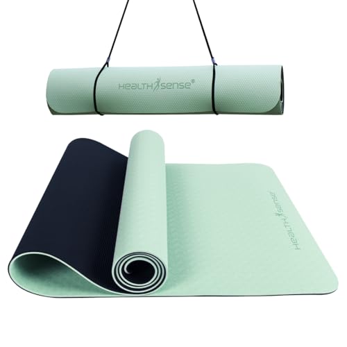 HealthSense Yoga Mat for Women & Men | Exercise Gym Mat for Home Workout with Carry Rope, Anti-Slip ...