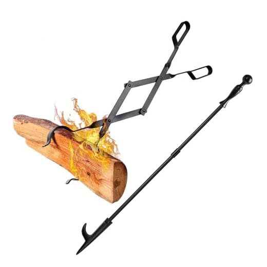 Amagabeli Fireplace Log Tongs 26” Heavy Duty Indoor Firewood Tongs Wrought Iron Log Claw Grabber for Wood Stove Outdoor Long Logs Tweezers for Fire Pit Campfire Fire Place Tools Accessories
