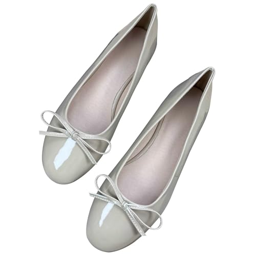 Image of TN TANGNEST Women's Velvet Flats Round Toe Ballet Shoes | Elegant Bowknot Flats Comfortable Casual Slip On Flats for Work