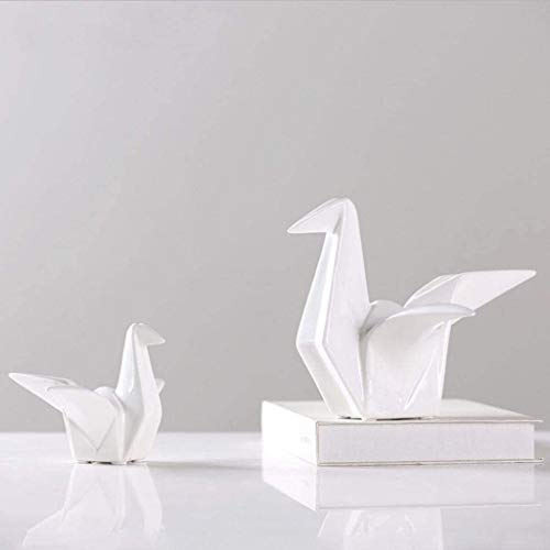 Estatua de figura de grulla de cerámica blanca pequeña miniatura 4