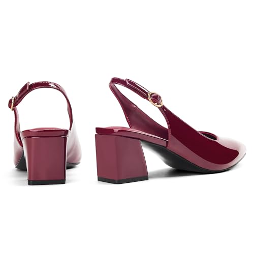 Image of GENSHUO Women's Slingback Closed Toe Block Chunky Low Heel Pumps - 2.36 Inches Office Wedding Party Dress Shoes