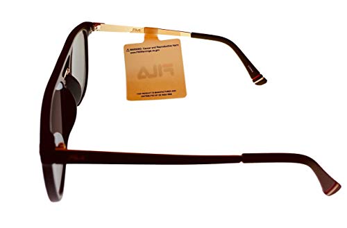 Fila Mens Matte Black Soft Square Metal Sunglass, Flash Lens SF9341 U28G3