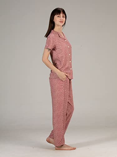 Image of Evolove Women's Polyester Half Sleeves Collared Night Suit Set /Top Pyjama Set Super Soft Comfortable (Nightsuit-Collar-HS-2)