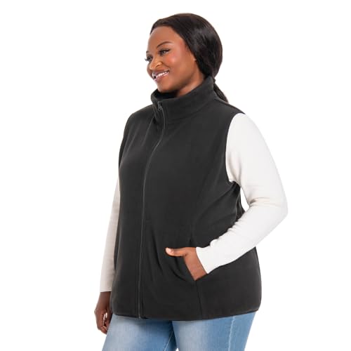 Plus Size Women's Fleece Vest, 1X-5X Outerwear Lightweight Sleeveless Zip Jackets(Exclusively for Plus Size)2