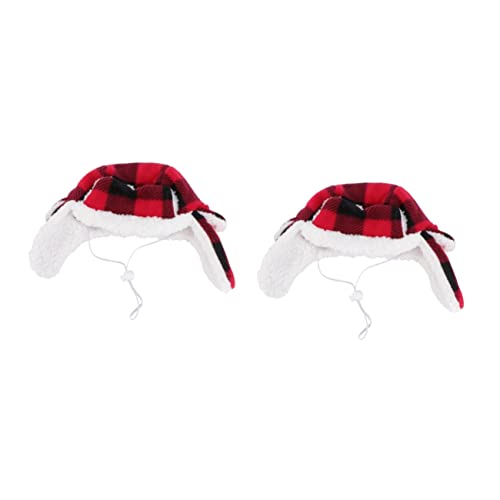 Mipcase 2 Pçs Gato De Estimação Ajustável Orelha De Natal Decoração Macia Traje De Inverno Vermelho