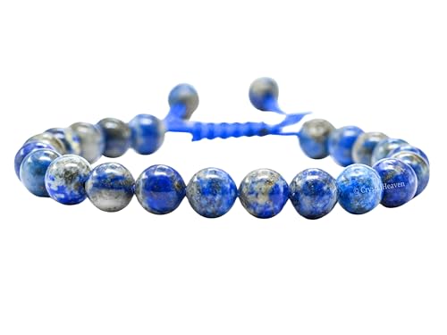 Natural Healing Crystal Bracelet for Women Men - AAA Grade Original Healing Gemstone Adjustable Bracelet for Yoga Reiki Meditation Feng Shui (Lapis Lazuli)