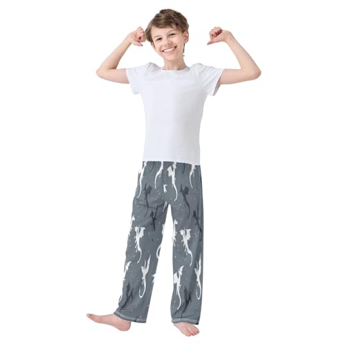White Black Dragons Pajama Pants Soft PJ Bottoms Lounge Pants for Sleepwear Sport Size 6–14 Years3